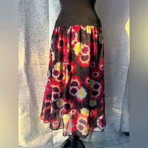 LuLaRoe A-Line Skirt - Black, Red, and Yellow Floral